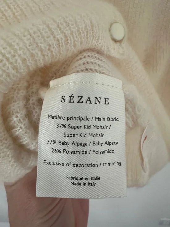 Sezane Barry Cardigan Ecru Size Medium - Picture 5 of 5